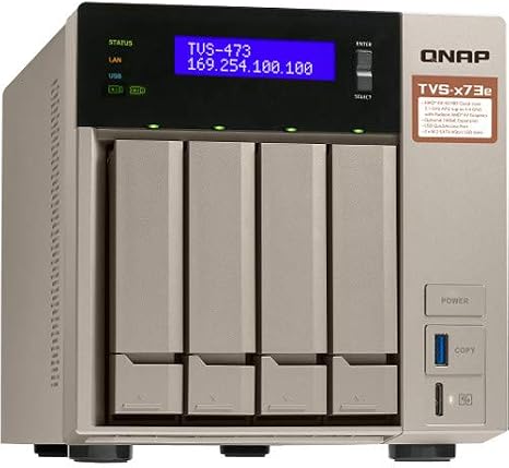 QNAP Turbo NAS TVS-473e NAS Storage, AMD RX-421BD, 8GB DDR4, 512GB SSD Ultra Fast Storage, 4TB HDD, Radeon R7 Graphics, RAID, QTS 4.3 Operating System