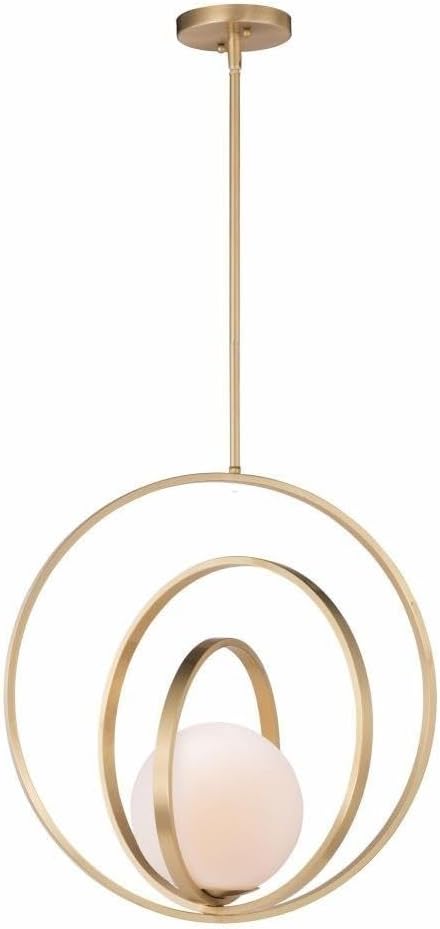 Maxim Lighting Coronet-Single Pendant Light | Satin Brass Steel Finish | Satin White Glass Shade | Contemporary Indoor Light Fixture | Ideal for Kitchen Islands & Dining Rooms | Dimmable | 26056SWSBR