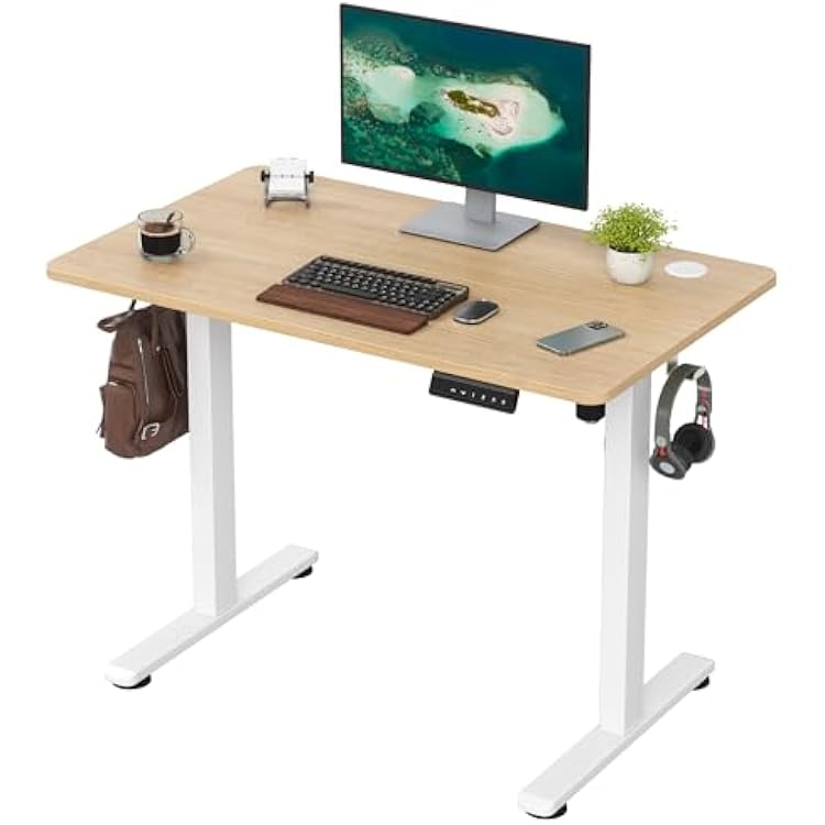 Casaphoria 40 x 24 inches Electric Standing Desk, Sit to Stand Desk with Memory Height Adjustment, Home Office Computer Desk for Writing and Games, Oak