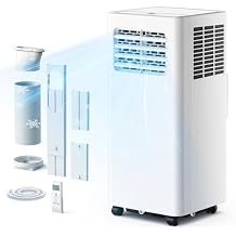 EUHOMY Portable Air Conditioners 10,000 BTU, 4-in-1 Air Conditioner Portable Up to 450 Sq.Ft. with Cool, Fan, Dehumidifier, Sleep, Portable AC Unit with LED Remote & 24H Timer, Installation Kits