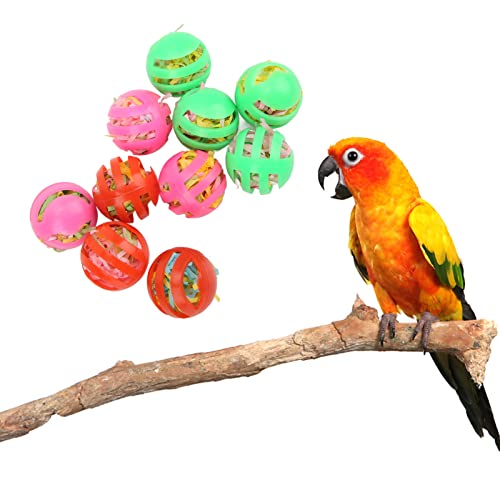 Pssopp Colourful Bird Toy, 10Pcs Pet Parrot Toy Bird Ball Toy Colorful Hollow Stuffed Parrots Foraging Balls for Parrots Budgies Parakeet Cockatiel