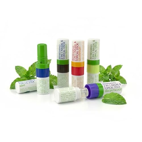 Herb Island 2-in-1 Nasal Stick Inhaler & Essential Oil Topical Rub, Refreshing Nose Inhaler Stick, VapoInhaler Wake Up Stick for Focus & Clear Breathing 5 Pack