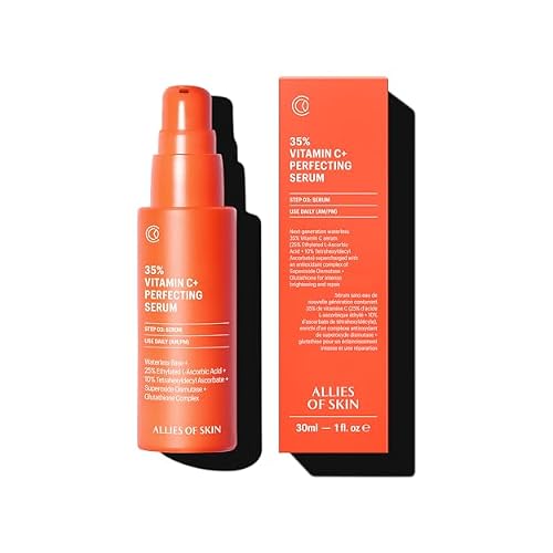 Allies of Skin 35% Vitamin C Extra Strength Serum | Waterless Professional Grade Face Serum with Niacinamide | Highly Concentrated Formula to Plump & Firm Skin | Hydrating Anti-Aging Skincare | 1 oz
