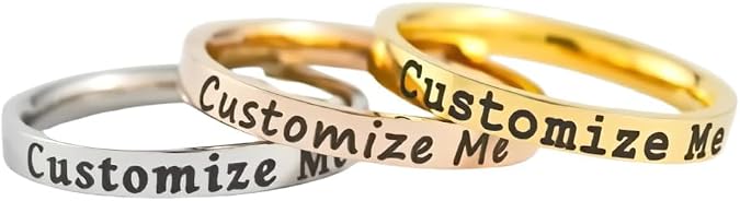 Customize Me -Stainless Steel Band Ring - Names, Initials, Date, Inspiration, Coordinates, Personalized Gift for Her & Him, for Anniversary Birthday Valentines Graduation