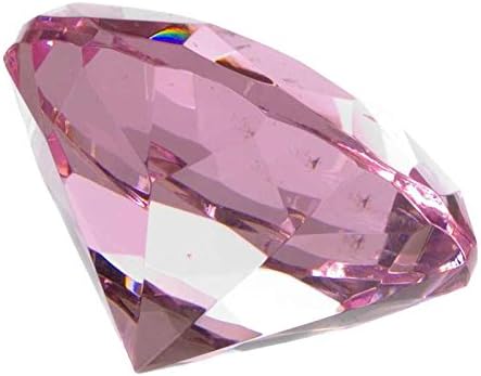 Ruby Glass Diamond Shaped Paperweight (Pink)