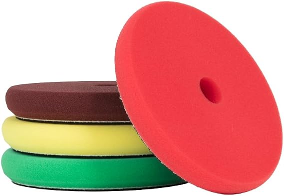 SGCB Thin Foam Polishing Pads Buffer Pads Hook and Loop Buffing Foam Pads Sponge Polish Pad 4Pcs Coarse to Fine-for DA&RO Polisher Compounding, Polishing, Finishing and Waxing