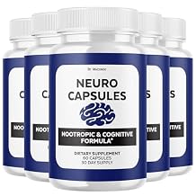 5 Pack Neuro Capsules - Official NeuroCapsules Brain Health and Memory Support Advanced Formula, Daily Premium Focus for Overall Health & Wellness - 300 Capsules for 5 Months