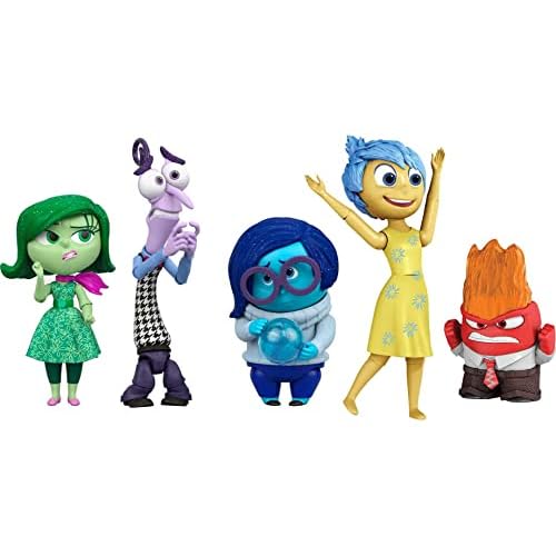 Mattel Disney Pixar Inside Out Storyteller Action Figures, Joy Disgust Sadness Anger Fear Posable Movie Toys 4 Inch, Core Emotions Gift Pack