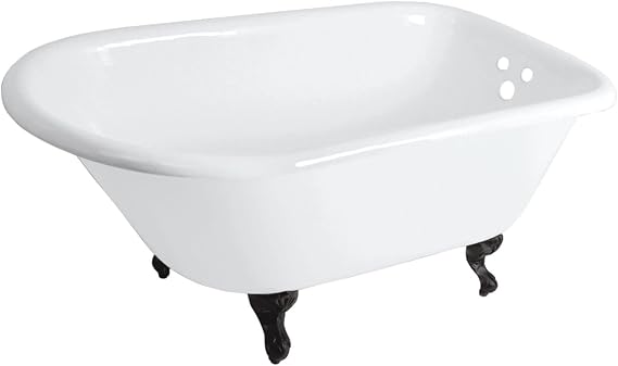 Kingston VCT3D483018NT0 Flat-Rim Clawfoot Tub,White/Matte Black