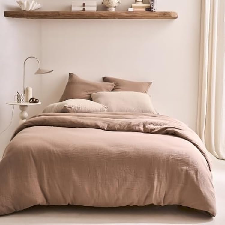 Essix Cotton Gauze Duvet Cover 260 x 240 cm Tendresse Mocha