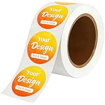 Custom Stickers Roll, Personalized Round or Square Labels with Your Design, Text and Image