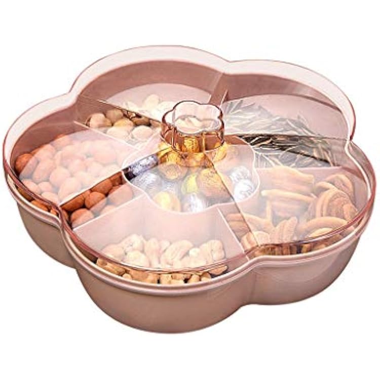 Durable Storage Box Flower Shape Snack Serving Tray Snacks Beautiful Storage Box with Lid for Nut Candy Dried Fruit