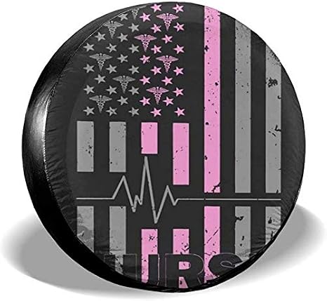 YISONG Pink Thin Line Nurse Spare Tire Cover Dust-Proof Universal Wheel Protector Fit for Jeep and Various Vehicles 17 Inch