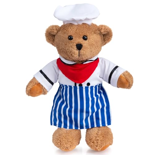 HollyHOME Chef Stuffed Animal Teddy Bear Soft Plush Toy with Chef Uniform Unique Toy Gifts for Kids and Chefs Holiday Birthday Valentine 16 inche