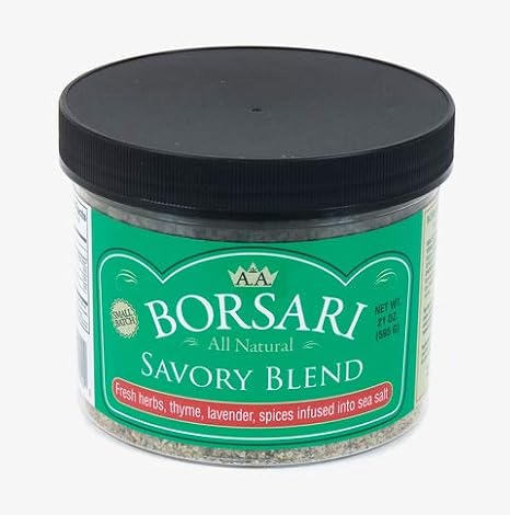 Borsari Savory Seasoned Salt Blend - Gourmet Sea Salt With Fresh Herbs and Spices - All Natural All Purpose Seasoning With Thyme and Lavender - 21oz