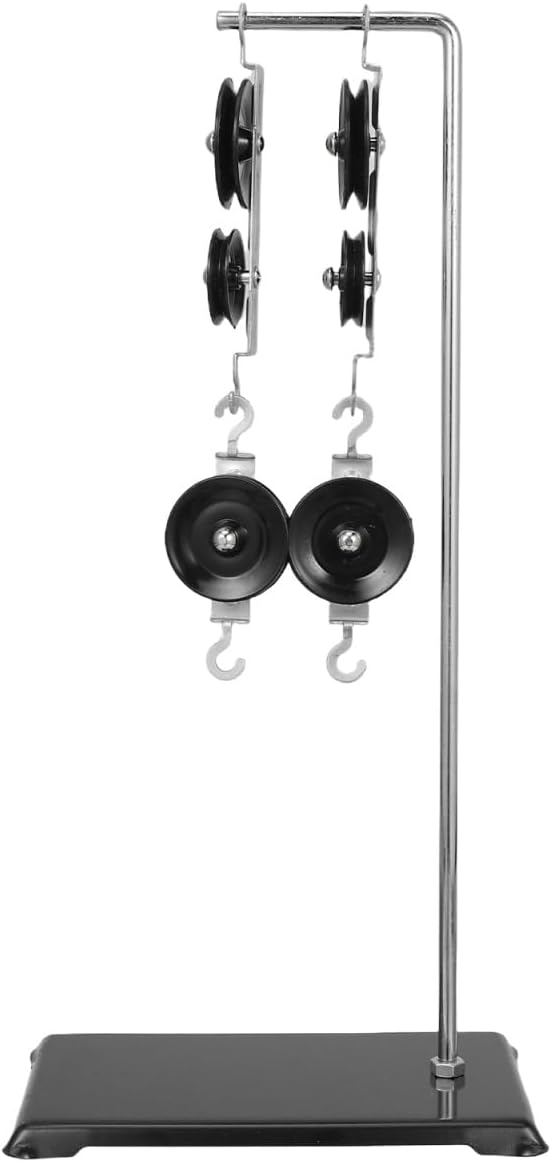 Metal Pulley Block Set with Stand, 13.4 Inch Physics Experiment Kit - Block and Tackle Pulley System for Science Project, Educational Laboratory Mechanics Equipment for Kids & Classroom