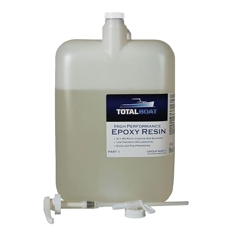 TotalBoat High Performance Clear Epoxy Resin - 4-Gallon | Mix in 2:1 Ratio with Compatible Fast, Medium, or Slow Hardener; Best for Woodworking Projects, Boat Building, and Repairs