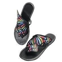 SACFOF Women's Thong Flat Sandals Flip Flops Sandals Casual Slip on Comfort Slide Sandals Butterfly Summer Beach Dress Shoes