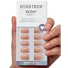 BTArtbox Press On Nails Short - Dangerous Game, Square Leopard French Tip Press On Nails with Glue and Adhesive Tabs for Women, Soft Gel Glue On Nails in 16 Sizes - 32 Stick On Nails Kit