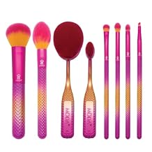 MODA Sunset Prismatic 8pc Makeup Brush Set, Full Face & Eye Makeup Brushes for Foundation, Powder, Blending, Contour & Eyeshadow, Soft Vegan Synthetic Brushes