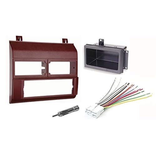 Red Complete Single Din Dash Kit  Pocket Kit  Wire Harness  Antenna Adapter Compatible with Chevrolet & GMC 1988-1996
