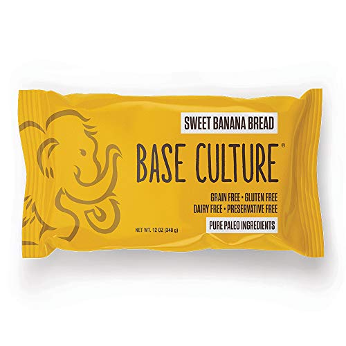 Base Culture Sweet Banana Bread, Snack Size | 100% Paleo Certified, Gluten Free, Grain Free, Non GMO, Dairy Free, Soy Free | 4g Protein Per Loaf, 3.2oz Each, 8 Count