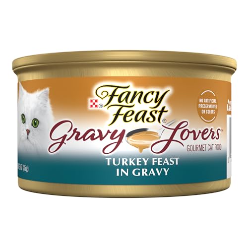 Purina Fancy Feast Gravy Lovers Turkey Feast Grilled Gourmet Cat Food in Wet Cat Food Gravy - Pack of 24 3 oz. Cans