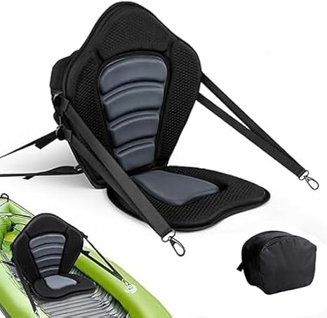 Kayak Seat with Back Support for Ascend Kayaks 128X Yak-Power Sit-On, Thick Padded Kayak Cushion with Adjustable Straps & Non-Slip Bottom, Comfortable Backrest Seat,A Thin Sole