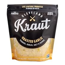 Cleveland Kraut, Naturally Fermented Roasted Garlic Sauerkraut With Live and Raw Probiotics, 16 oz. pouch, (Pack of 6)