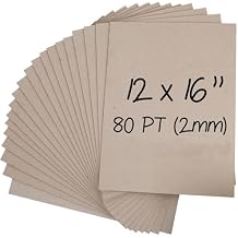 Heavy-Duty Chipboard Sheets 12 x 16 in - 80 PT (2mm) Thick - 20 Sheets of Chip Board for Binding Covers, Book Boards, Backing and Crafts - Sturdy Alternative to Thin Cardboard Sheets