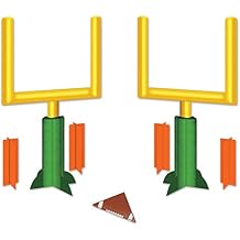 Beistle 2 Piece Game Day Goal Post Centerpieces Football Decorations Sports Party Supplies, 11", Green/Yellow/Orange/Brown/White