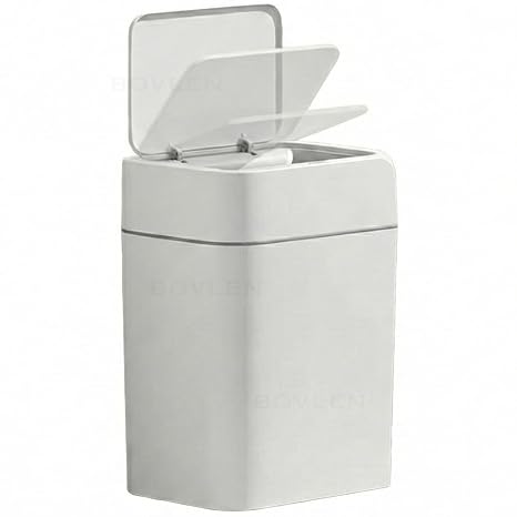Otomatik Hareket Sensörlü Çöp Kovası, Banyo Çöp Kovası, Çocuk Odası Çöp Sepeti, Çöp Kutusu, (2 adet 1.5 V AA pil, piller pakete dahil değildir) 12 Litre - 23.5x17.5x31.8 cm