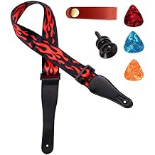 RAUYIVANY Guitar strap nylon and polyester material, adjustable length (35-58 inches), suitable for classical, electric guitar, acoustic guitar and bass (flame type)