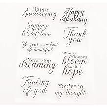 Arbuya Phrase Sentiment Clear Stamps for Card Making or Journaling, Anniversary Birthday Thank You Rubber Stamps for Journals Paper Crafting DIY Scrapbooking Decoration