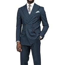 Stripe Men's Suits Double Breasted 2 Piece Slim Fit Formal Male Clothing for Business,Wedding,Casual Daily