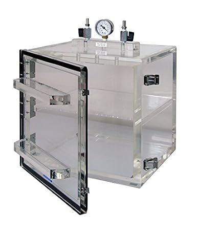 Vacuum Desiccator Cabinet with Swing Door Clear Acrylic, 10Wx14Dx18H in. Perforated Shelf & Vacuum Gauge