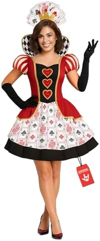 Morph Queen Of Hearts Costume Women With Crown, Adult Alice In Wonderland Costume Womens, Halloween Costumes For Women