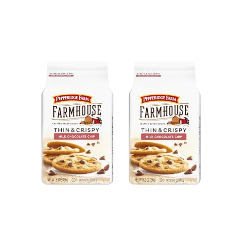 Pepperidge Farm Farmhouse Thin and Crispy Milk Chocolate Chip Cookies,6.9 OZ Bag 14 Cookies,Pack of 2