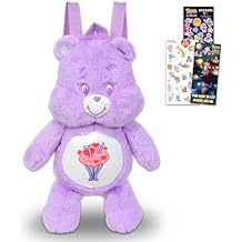 Care Bears Share Bear Plushie Set - Bundle of 17" Share Bear Plush Backpack Doll with Carrying Straps Plus Stickers, More | Care Bears Stuffed Animal