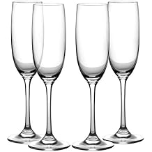 Amlong Crystal Lead-Free Champagne Flutes Glasses, Normal Stem, Set of 4