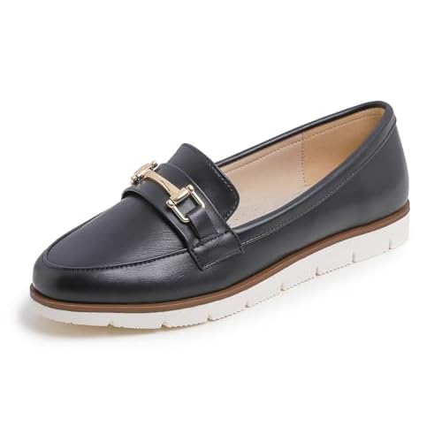FEVERSOLE Womens Comfort Penny Loafer Geniune Leather Insole Flexible Walking Driving Shoes
