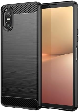 Case for Sony Xperia 10 VI Case, Sony 10 VI XQ-ES72 Case, Slim Thin Carbon Fiber TPU Rubber Protective Cases Anti-Scratch Shockproof Cover for Sony Xperia 10 VI Black