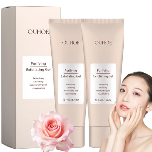 Purifying Exfoliating Gel, New Ouhoe Purifying Exfoliating Moisturizing Gel, Moisturizing, Gentle, Non-Greasy, Cleansing Peeling Cream, Cleans Dirt & Oils for the Whole Body 2pc, 1.76oz