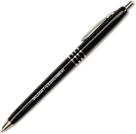 Skilcraft U.S. Government Retractable Ball Point Pen, Fine Point, Black Ink, Box of 12 (7520-00-935-7135)