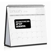 Desk Calendar 2025-2026,July 2025 to Dec 2026 18 Months Standing Flip Desk Calendar with Stickers,10" x 8" Desktop Calendar for Home Office School,Black