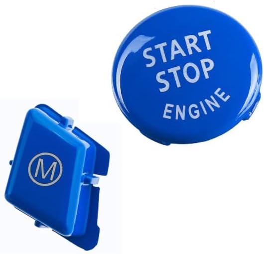 Bright Blue Car Steering Wheel Start M Button Trim Cover Replace Compatible for BMW E Series 3 Series E90 E92 E93 M3 2007-2013/for 1 Series E81 E82 E87 E88 2006-2011/for X1 E84 2008-2014