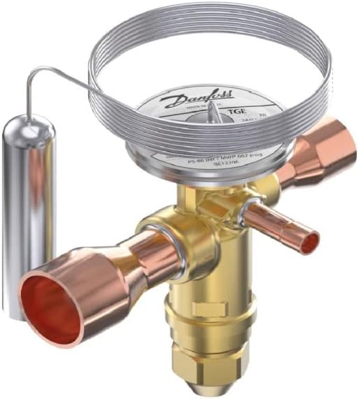 Danfoss 067N9406 7.5TR Thermostatic expansion valve, TGE, R22,R407C, 5/8x7/8 in Solder, ODF, 1/4 in Externally equalized, Bi-flow,22 to 60 F