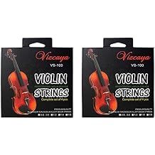 Vizcaya 2 Packs Full Sets Violin String (G-D-A-E) for 4/4-3/4 Size Beginner,Student Violin Replacement,Extra 4 string(E1,A2,E1,A2)