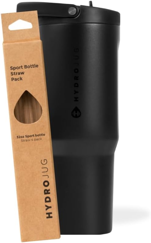 Black 32oz Sport + Replacement Straws