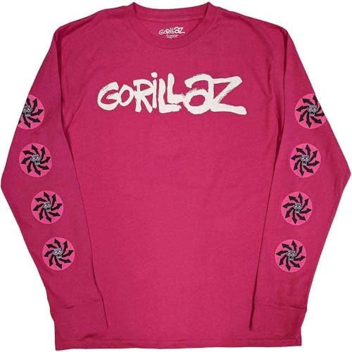 Gorillaz T Shirt Repeat Pazuzu Band Logo Official Unisex Pink Long Sleeve